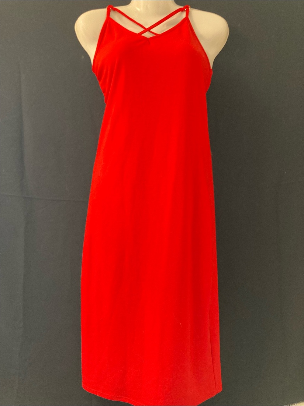Streetwear Society Red Maxi Dress with Crisscross Back